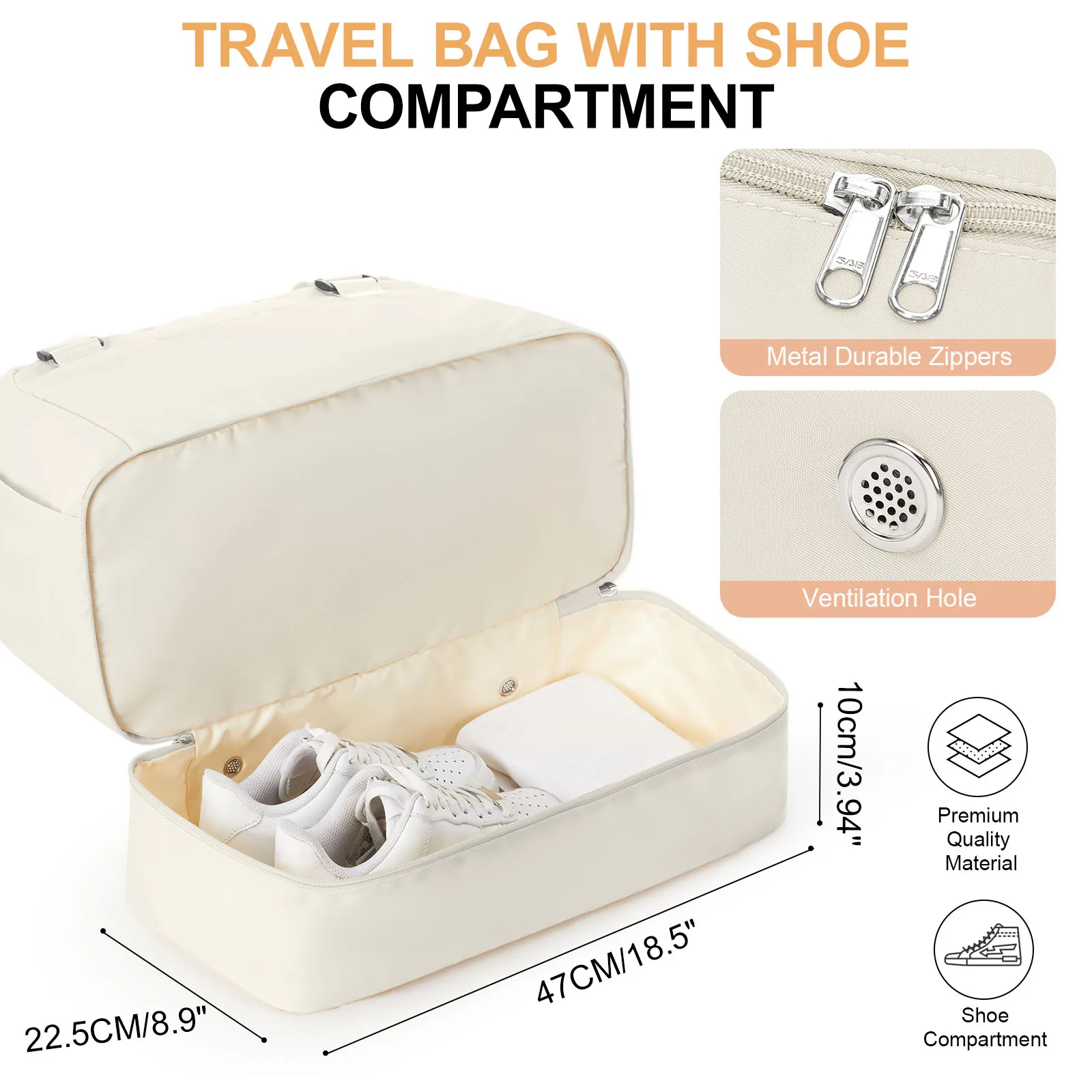 Holiday Short Distance Travel Clothing Storage Bag, Shoe Compartment Travel Bag, Woman Bag for Gift，Weekend Sports Fitness Bag