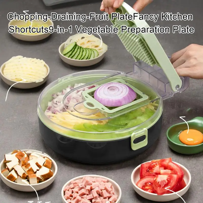 

Multifunctional Vegetable Chopper Cutter Carrot Potato Salad Chopper For Kitchen Manually Cut Shred Grater With Drainer Basket