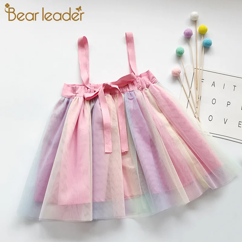 Bear Leader/платье для девочек Коллекция 2022 года Летнее платье на бретельках без