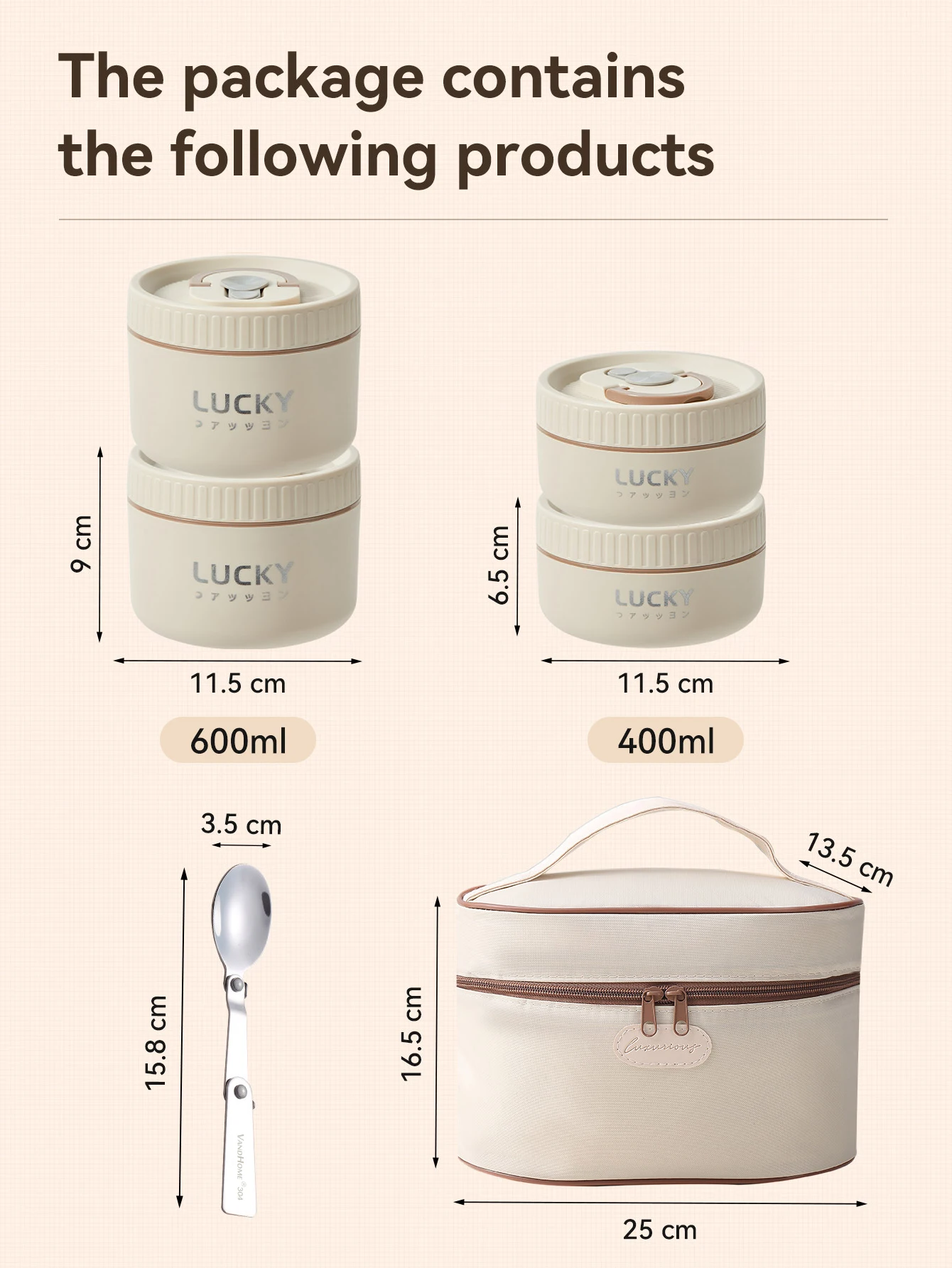 WORTHBUY Insulated Stainless Steel Bento Lunch Box Set
