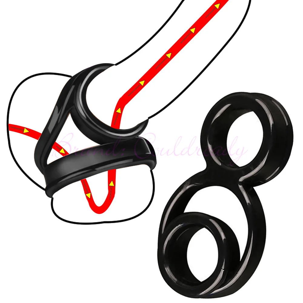 Elastic Penis Ring Cockring Triple-ring Scrotum Bind Delay Ejaculation Erection Adult Products Sex Toys for Men penis ring