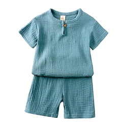 Linen Cotton Baby & Toddler Outfit - 2-Piece T-Shirt and Shorts Set - 4-5Y (120) (3)