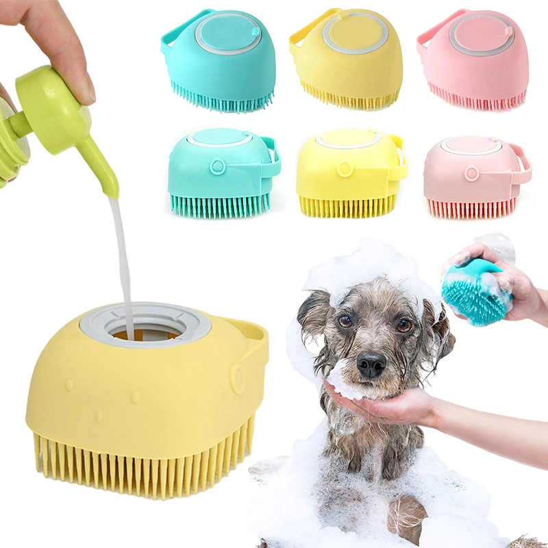 Puppy Big Dog Cat Bath Massage Gloves Brush Soft Safety Silicone Pet Bathroom Accessories for Dogs Cats Tools Mascotas Products