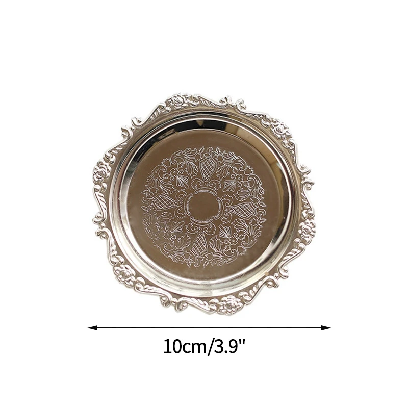 Metal Shell Storage Tray Round Glass Plate jewelry dish Earrings Ring Display Fruit Desktop Decor Photo Props