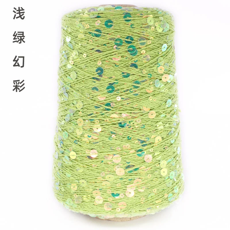 500g /1300M DIY Hand Knitting Cotton Yarn 3mm+6mm Sequins Yarn DIY for Woman Woollen Sweater Hat Scarf 4