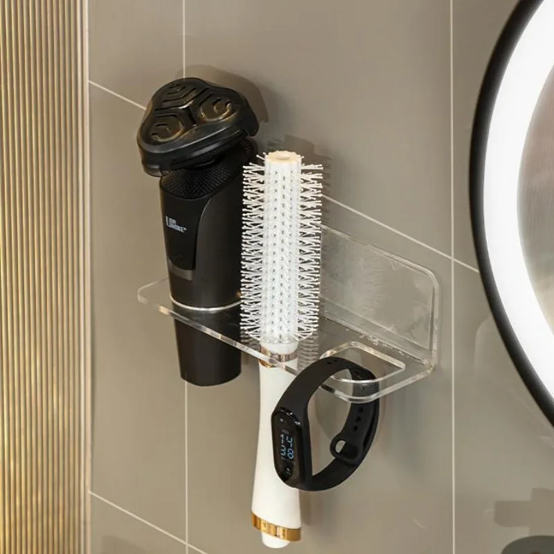 Wall-Mounted Comb Storage Rack Bathroom Hair Brushes Holder Household Organizer Multi Purpose Transparent Acrylic Comb Shelves 5