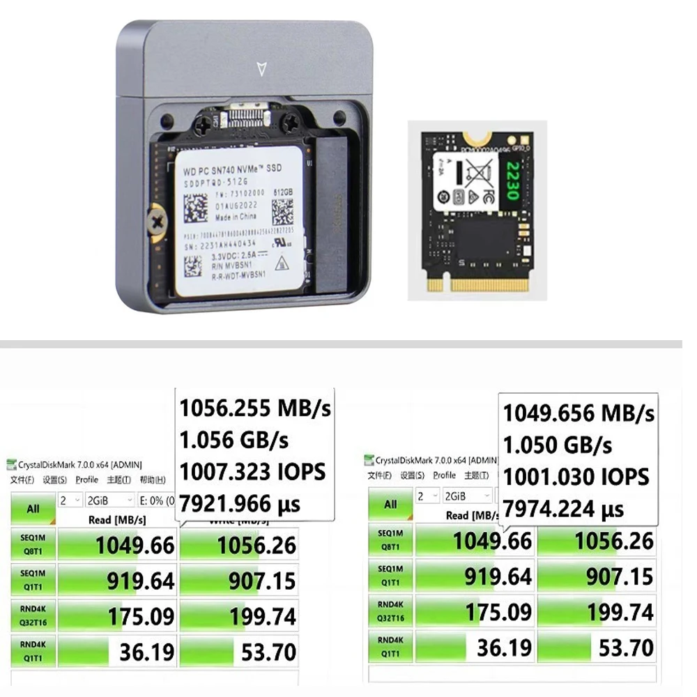 2230 M.2 NVMe 케이스 인클로저, NVMe-USB C 어댑터, M.2 박스, 10Gbps USB3.1 Gen 2 PCIe SSD 케이스, 스팀 데크 2230 NVMe M2 드라이브용