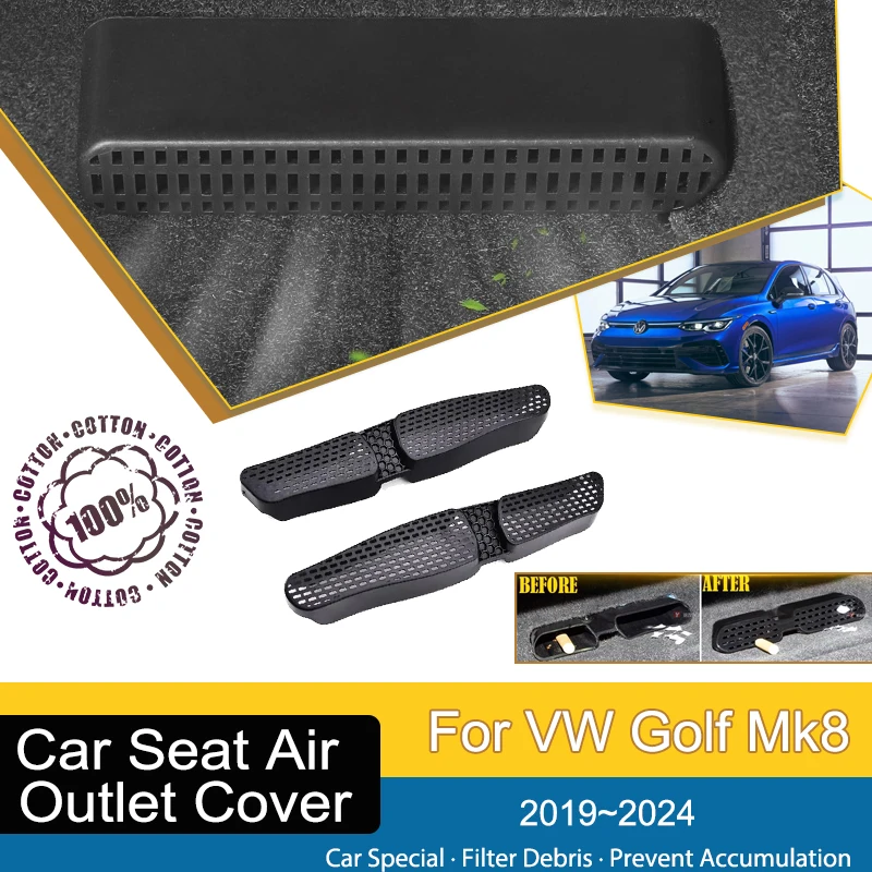 

Car Air Condition Vent Cover For Volkswagen Golf 8 VW Golf Mk8 2019~2024 Under Seat Moulding Outler Film Styling Car Accessories