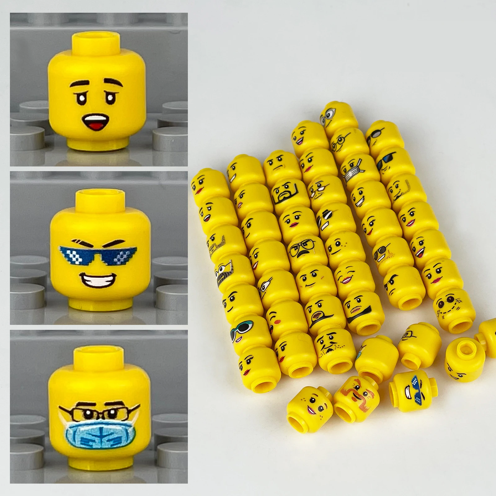 

56pcs/LOT Different Emoticon Head Accessories Compatible with Small Particle Building Block Toy Part Children Gift