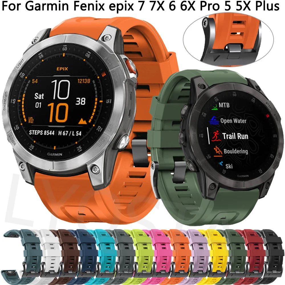 

Quick Release 22 26mm Watch Strap For Garmin Fenix Epix 7 7X Silicone Band for Fenix 6X 6 Pro 5 5X Plus 3 3HR 945 Mk2i Watchband