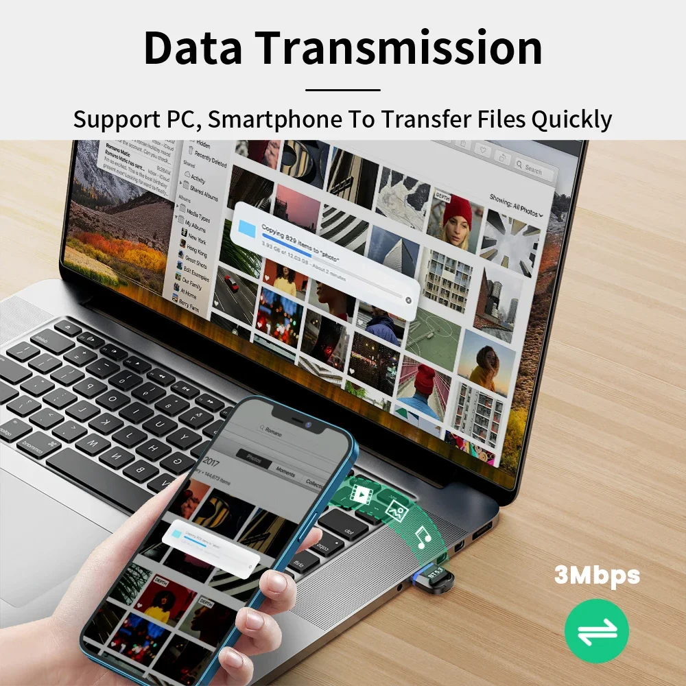 Bluetooth Adapter Bluetooth Audio Receiver Bluetooth Transceiver Adapter Bluetooth Aux Adaptor Bluetooth 5.3 Dongle 5.0 Receiver for Pc Speaker Mouse Keyboard Music Audio Transmitter
