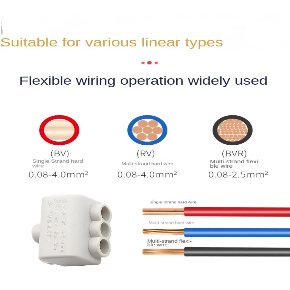 Description Picture 3 of itemHigh Power T-type Wiring Terminal Splitter Quick Wire Block Electrical Cable Junction Box ZK-316/506/516/1310/1316 Connectors