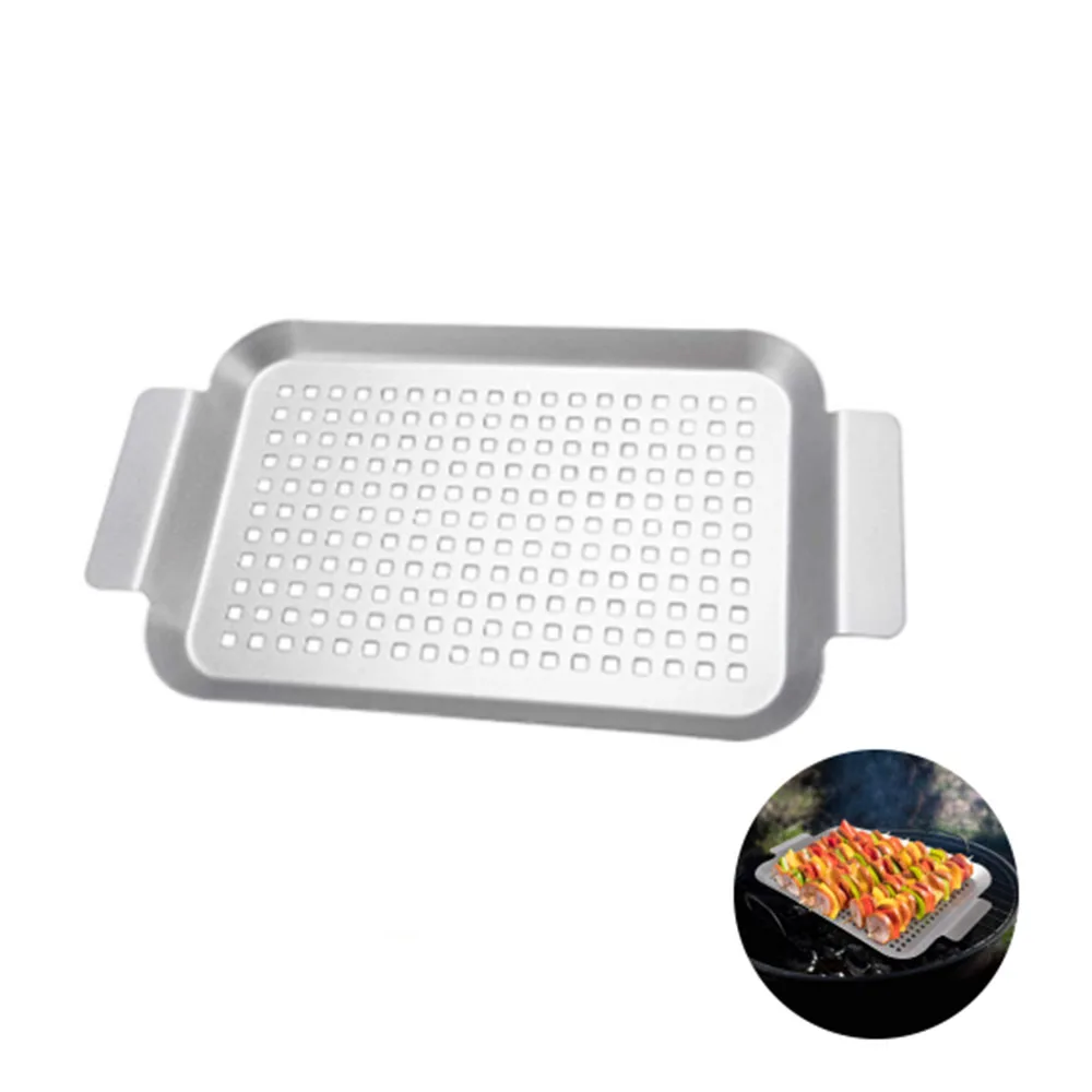 Bbq Grilling Pans Nonstick Barbeque Trays With Handles Perforated