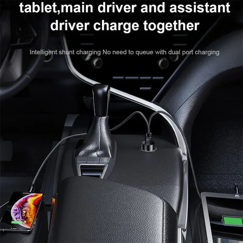 Car Charger 2 Ports Fast Charging Foriphone 15 11 xiaomi 10 Samsung Huawei Universal Aluminum Dual USB Car-charger Adapter