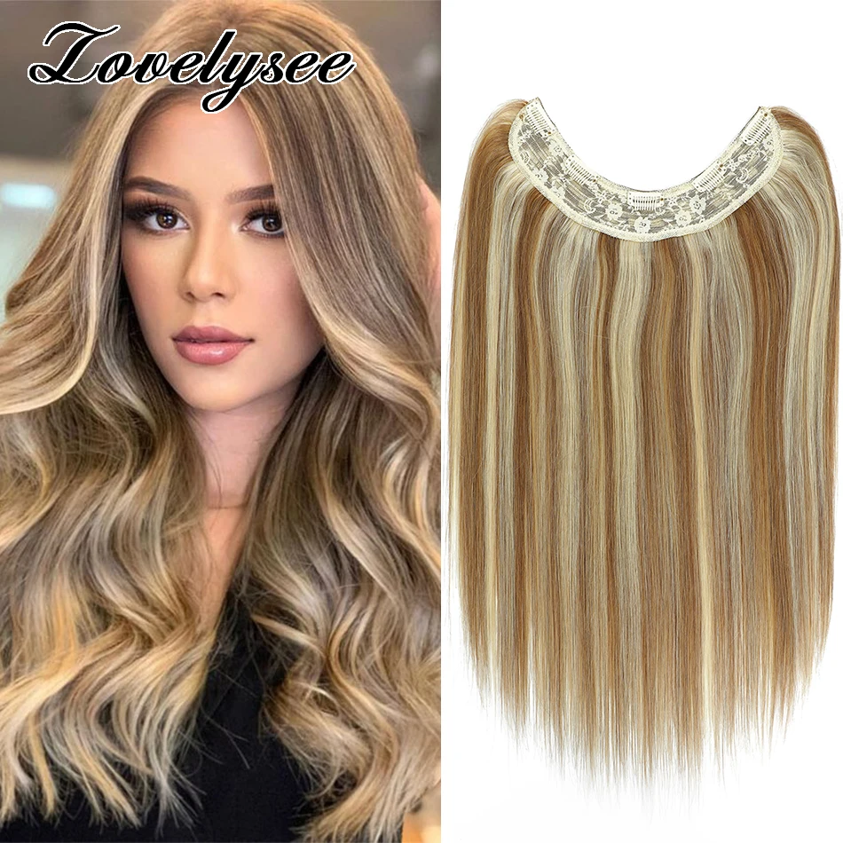 Natural Long Straight V-shaped Hair Extension 14-28 Inch Brazilian Blonde Real Human Hair for Women 5 Clips One Piece 8 Colors