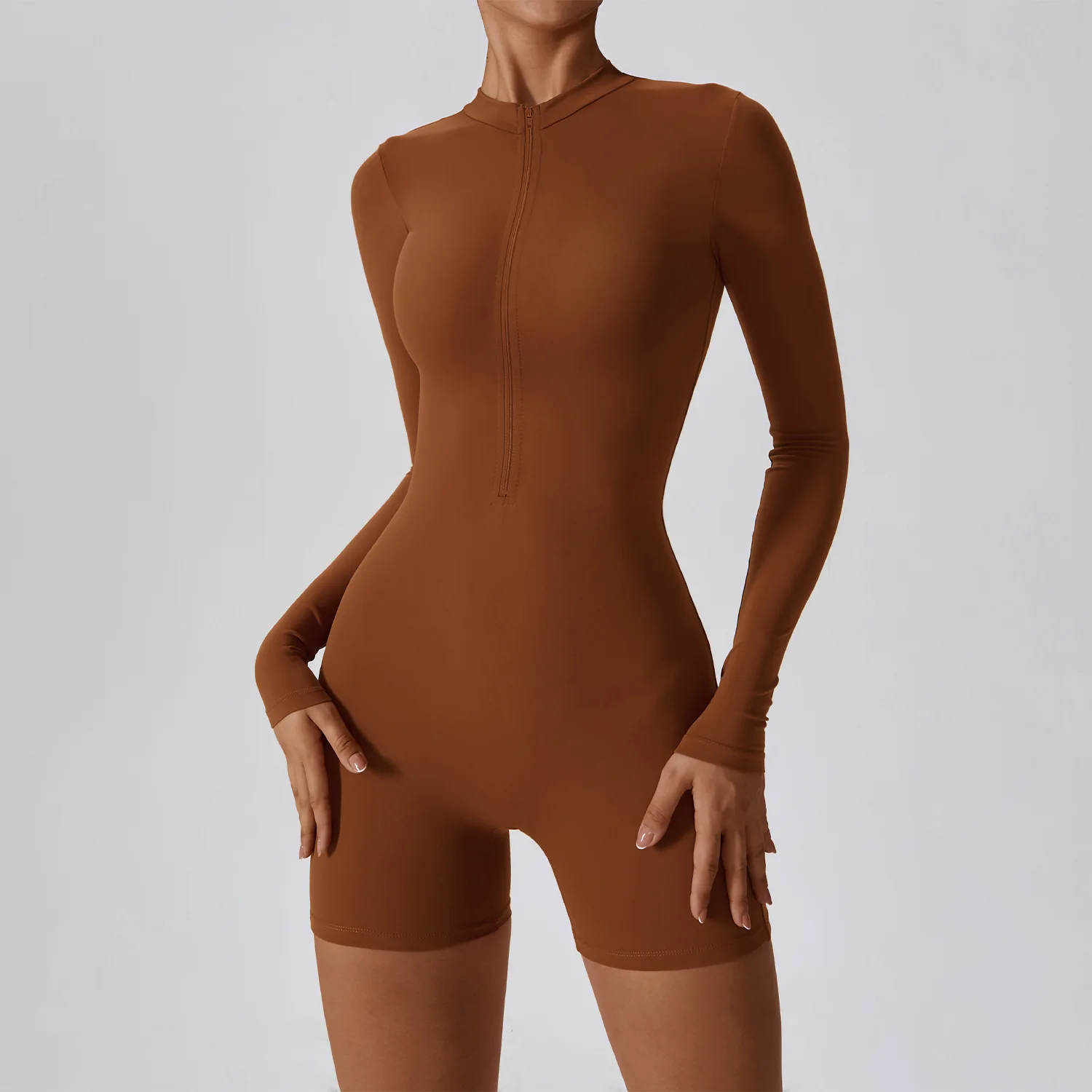 Long Sleeve Women\'s Gym Jumpsuits Pants Zipper Turtleneck Sport Wear Female Fitness Yoga Playsuit Rompers Skinny Dance Overalls