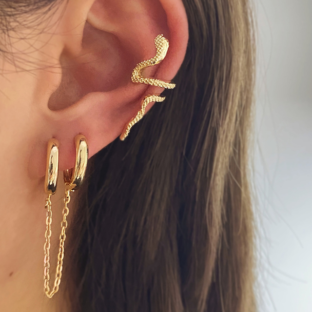 2022 Bohemia Gold Snake Butterfly Stud Earrings For Women Girls Ear on Clip Piercing Female Jewelry Brincos