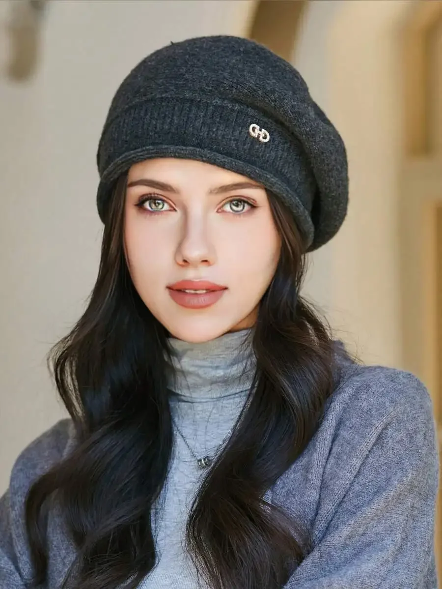 Women's Beret Hat Elegant Autumn Winter Warm Painter Style_voghion.com