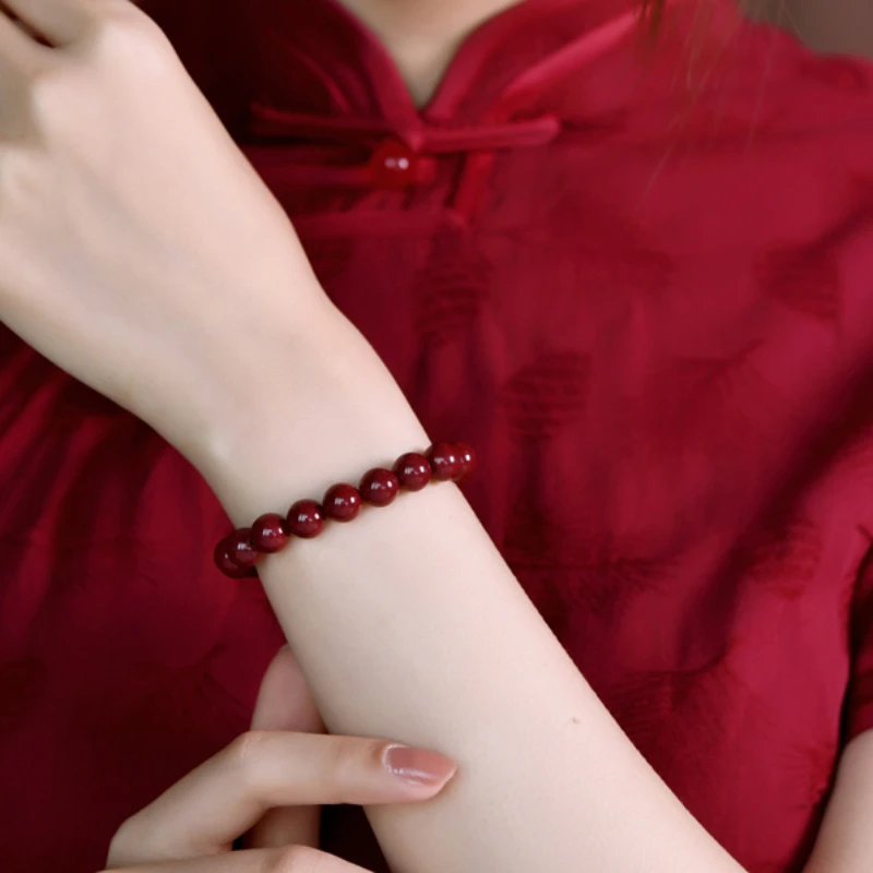 Natural Cinnabar Bracelet Female Male Genuine Purple Gold Sand Emperor Sandstone Raw Ore Scattered Beads Year of Fate Bracelet