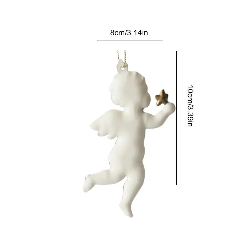 Christmas Iron art Angel Ornament Xmas Tree Hanging Pendant Decor Exquisite White Angel crafts New Year Party Christmas Gifts