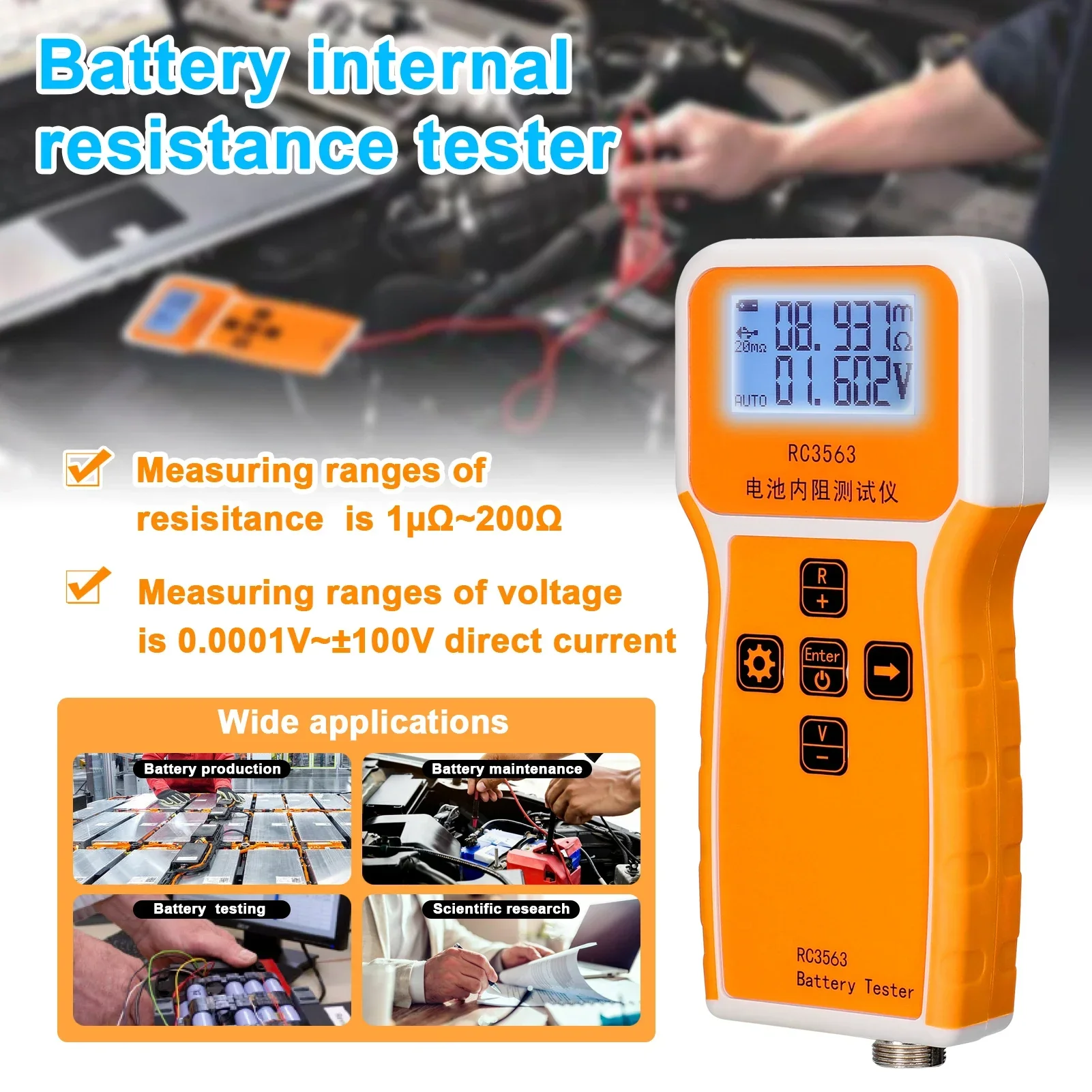 

RC3563 18650 Battery Voltage Internal Resistance Tester High-precision Trithium Lithium Iron Phosphate Battery Tester True 4Wire