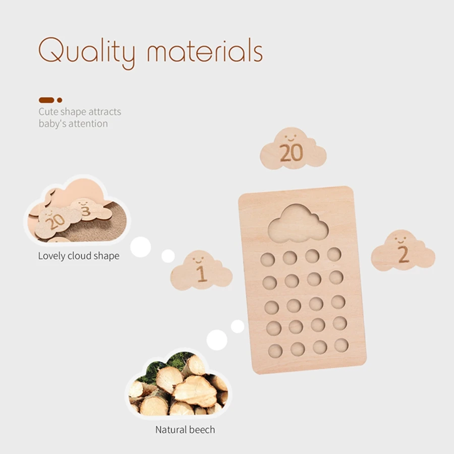 Children Wooden Montessori Toys Number Counting Math Game Educational Toys Ten Grid For Kids Early Education Preschool Training 5