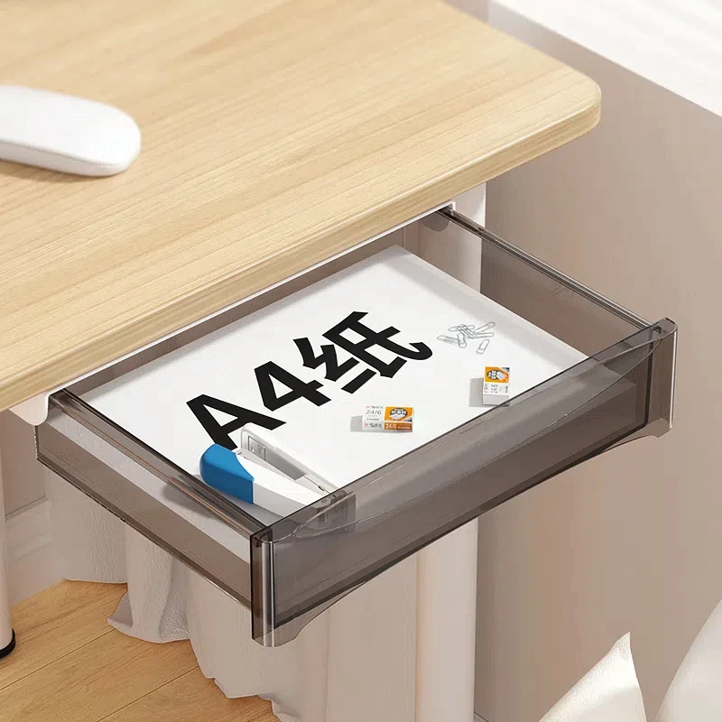 Under Desk Storage Drawer Organizer with Adhesive Mount, Compact Space-Saving Design for Office or Home Workspace