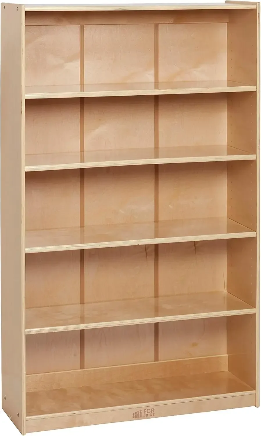 Classic 60-inch natural wood adjustable bookcase front view