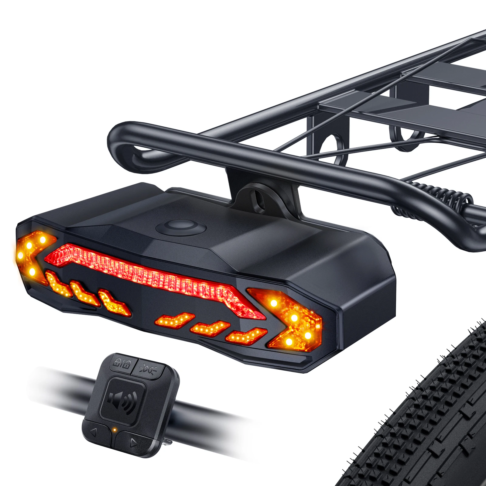 Ip65 Rear Mount Led Wireless Bicycle Alarm Rear Tail Light With Turn Signal IP65 Waterproof ...