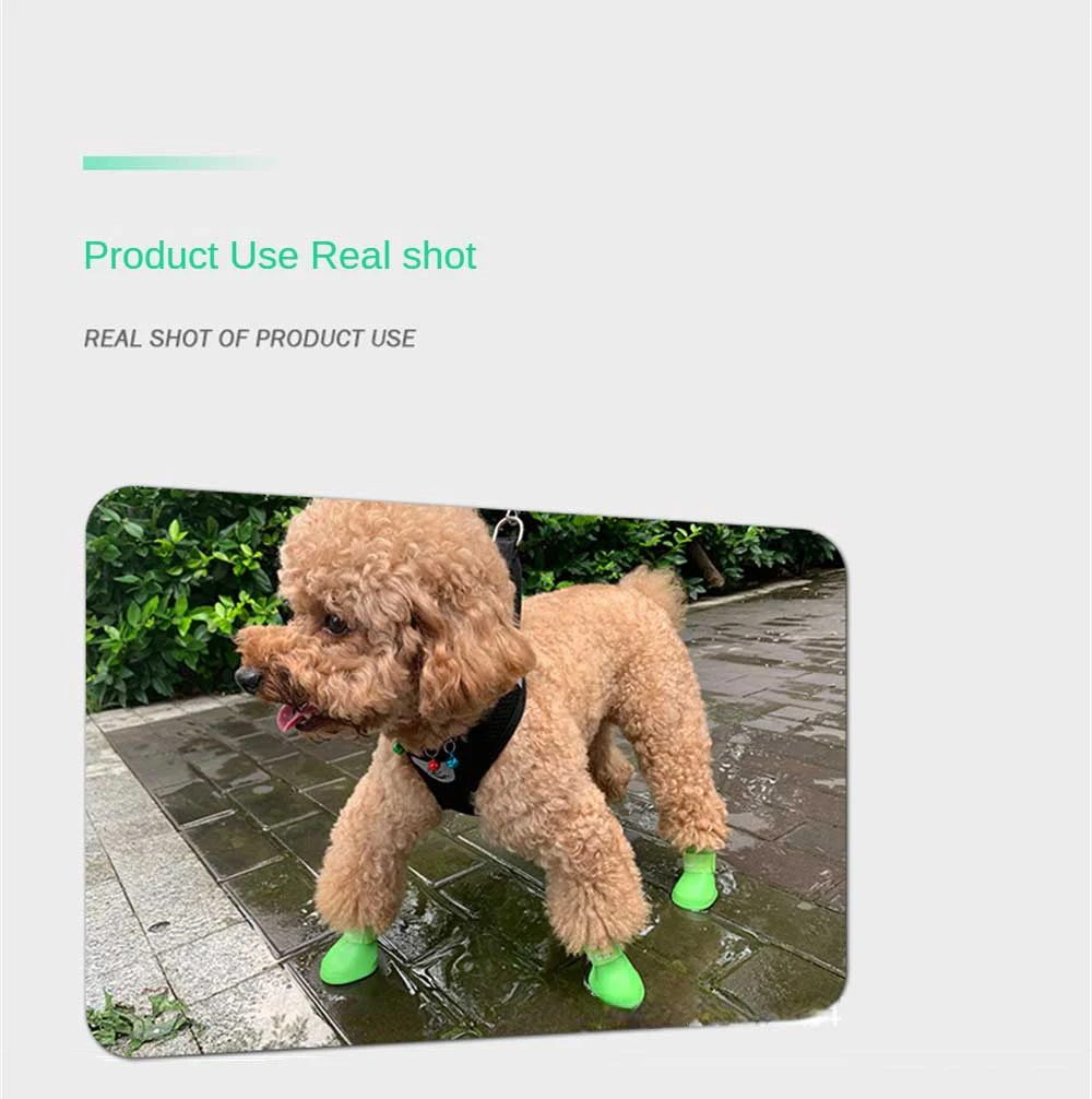 4PcsDogShoesPetWaterproofRainshoeAntislipBootCatsFootCover