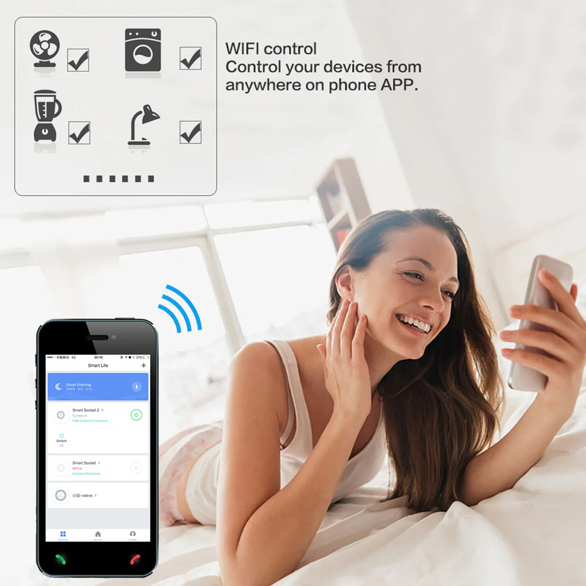 Smart Socket 10A 1100W 2.4GHZ WiFi SocketTimer Function Remote Control Voice Control US Power Outlet Intelligent Socket