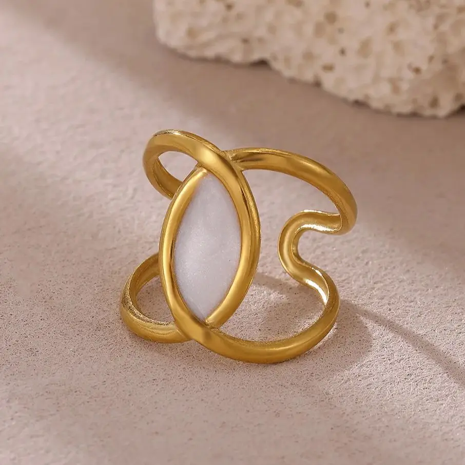 Geometric Woven Stainless Steel Ring Daily Wear Women