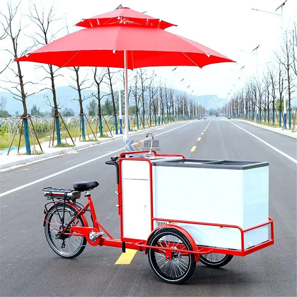 3 Ruote Elettrico Pedal Assist Vending Ice Cream Bike Freezer Triciclo Fritto Roll Ice Cream Drink Water Bike In Vendita
