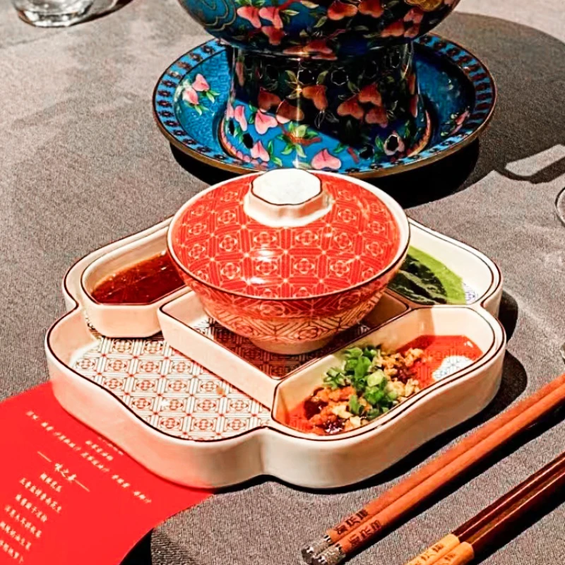 

Chinese Ceramic Square Plate, Household Kitchen Tools, Brush Mutton Hot Pot, Seasoning Dishes, Creative Tableware, New Fashion