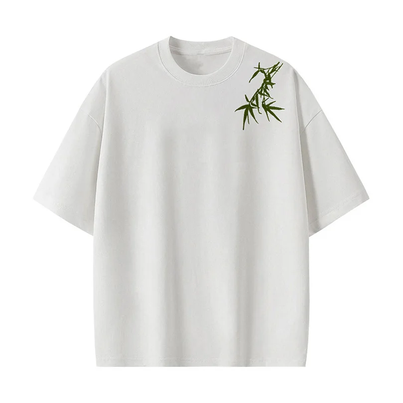 Sommerliches Stickerei-T-Shirt mit kurzen Ärmeln, coolem dreidimensionalem Schnitt, halblangen Ärmeln und Rundhalsausschnitt für Herren A1 – Detail 2