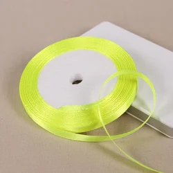 Luxurious Silk Satin Ribbon Collection - 22 Meters Per Roll - Multiple Color Options for Wedding Decor and DIY Crafts (Neon Yellow)