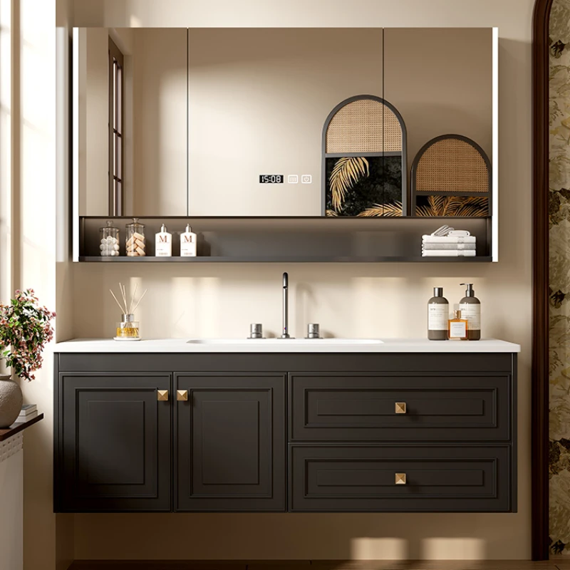 

Minimalist skin feel, Corinne integrated basin, bathroom cabinet, oak bathroom