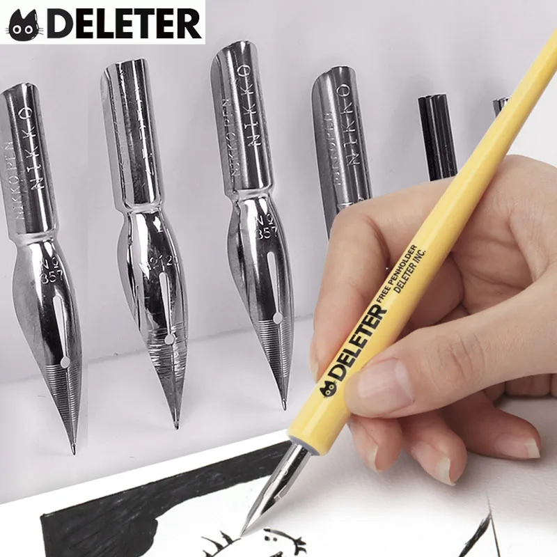 Japan Deleter Dip Pen 660 Series Wood Comics 1 Holder Maru/G