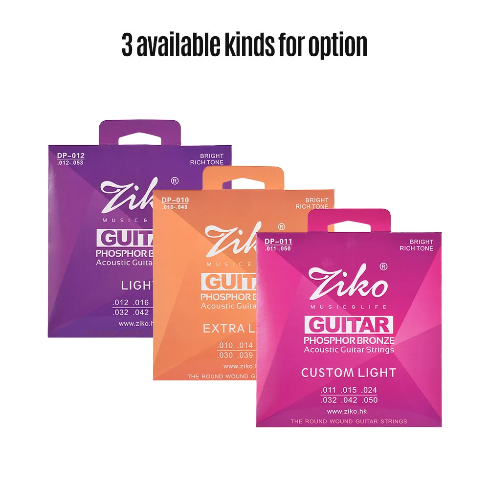 ZIKOAcousticGuitarStringsHexagonAlloyWireBrassCorePhosphor