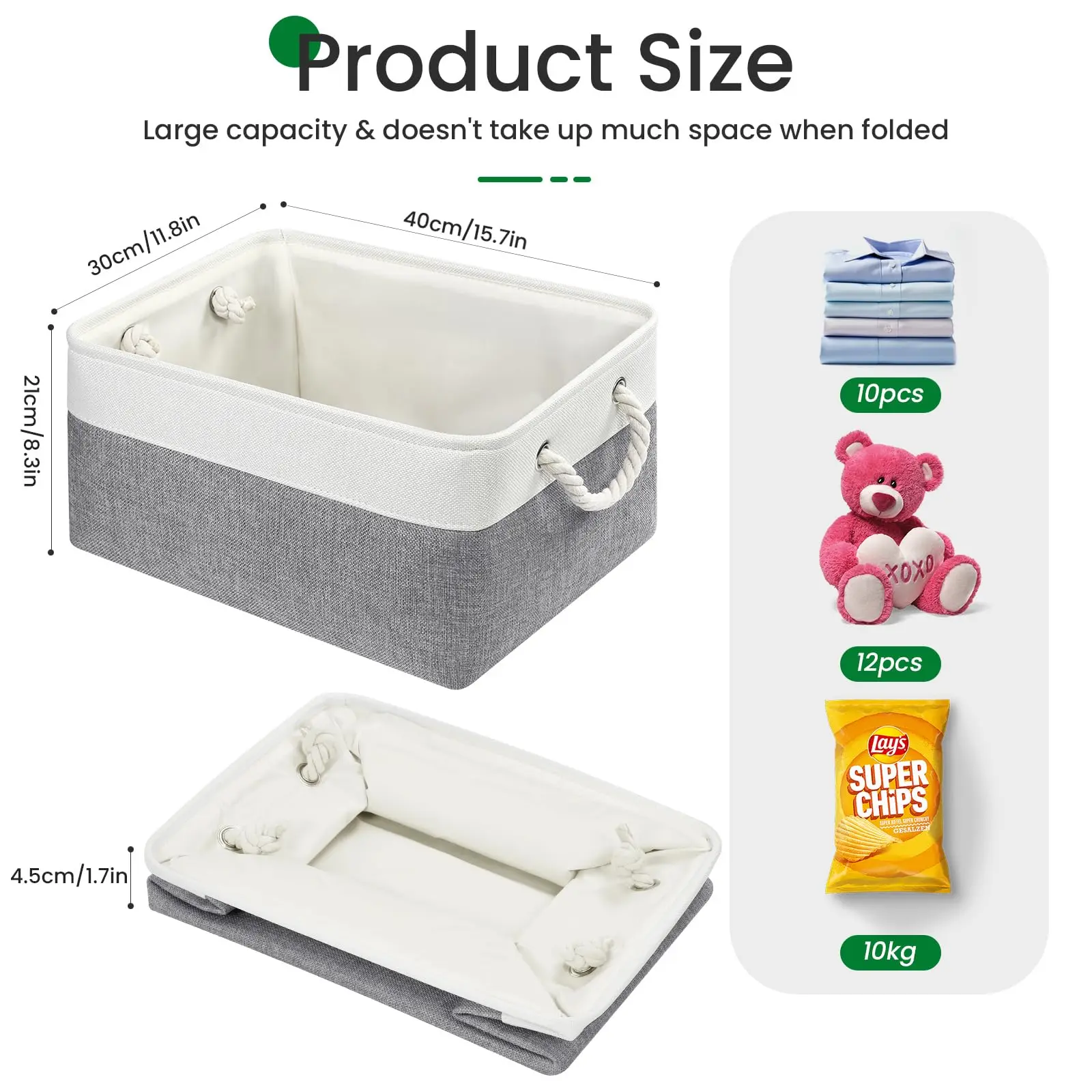 Small Storage Box Set of 3 Fabric Foldable Linen Canvas Wardrobe Storage Baskets Foldable Canvas Shelf Baskets for Living Room L 2