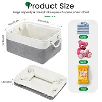 Small Storage Box Set of 3 Fabric Foldable Linen Canvas Wardrobe Storage Baskets Foldable Canvas Shelf Baskets for Living Room L 2