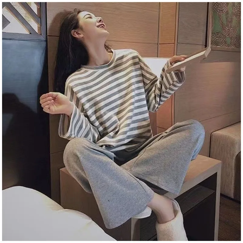 Women Pajamas Sets Plaid XXL Sleepwear Long Sleeve Pants Pyjama Autumn Cartoon Pijamas Mujer Female Loungewear Casual Homewear