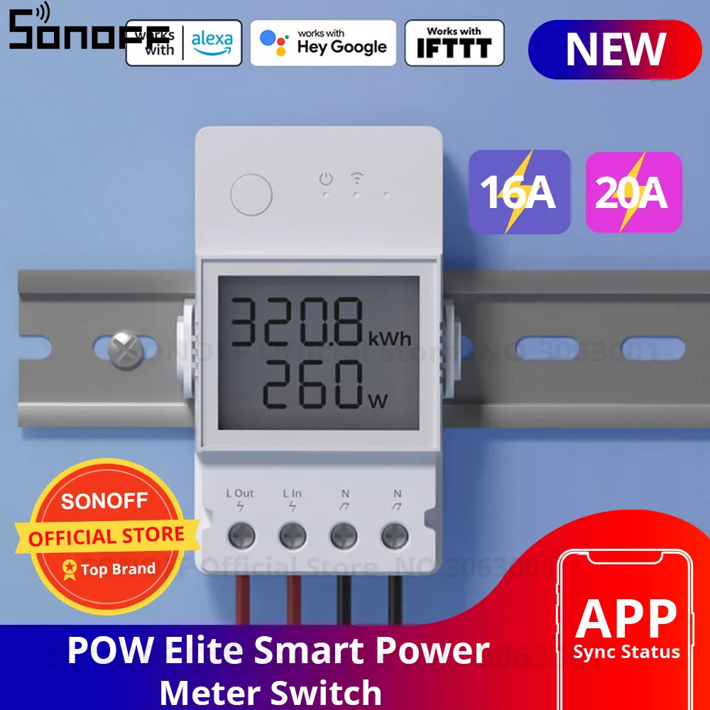 Sonoff Pow R3 16A /20A Wifi Smart Switch Higher Accuracy Power Consumption Measure Monitor Current Energy Usage Work With Alexa smart switch,smart energy meter