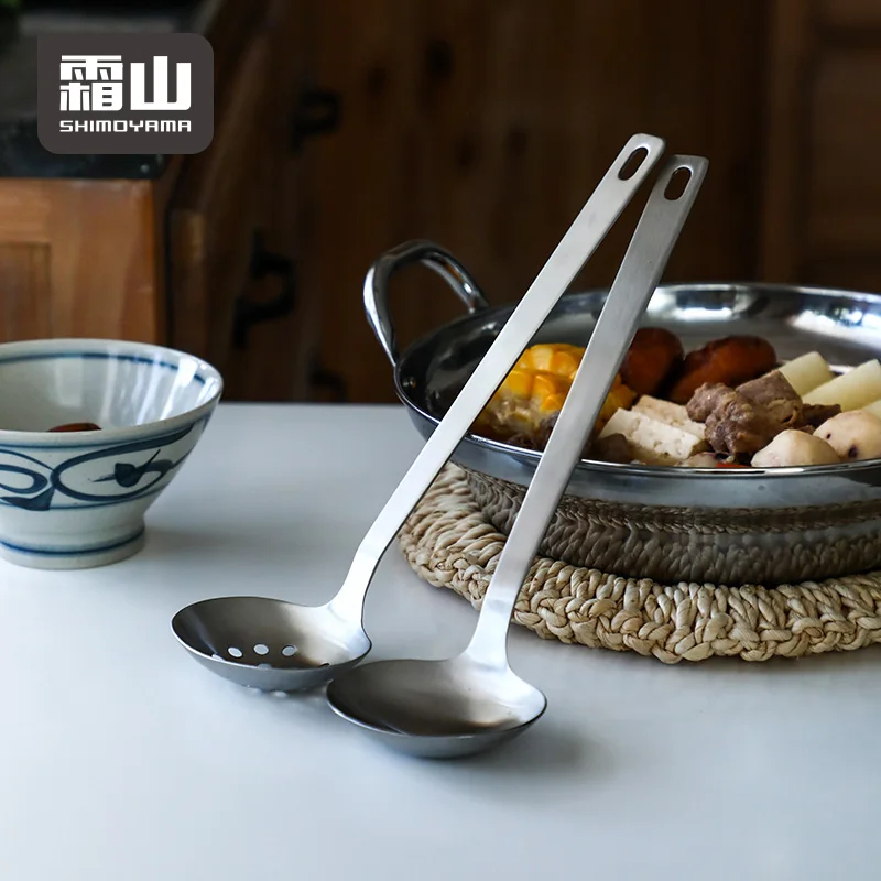 SHIMOYAMA Kitchen Accessory Utensils Ladle Family Hotpot Soup Metal Slotted Spoon