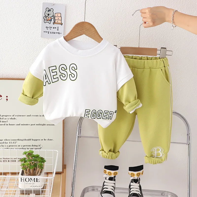 

Boys Clothing Sets Spring Autumn Children Cotton T-shirts Coats Pants 2pcs Tracksuits For Baby Girl Casual Suit Kids Outfits 5Y