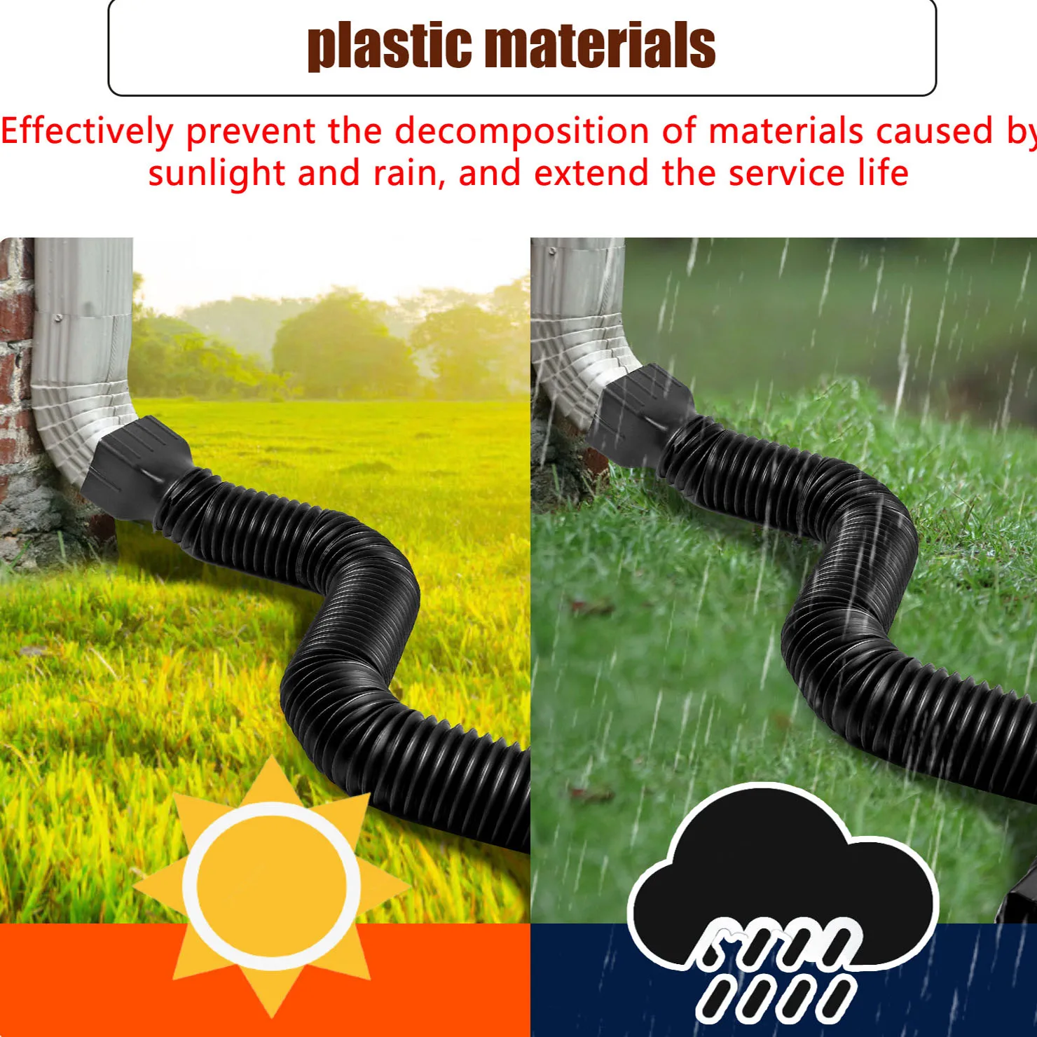 Rain Gutter Downspout Extensions Flexible Drain Downspout Extender Connector Rainwater Drainage System Accessory Adjustable Rain Gutter Downspout Extender Drain Pipe