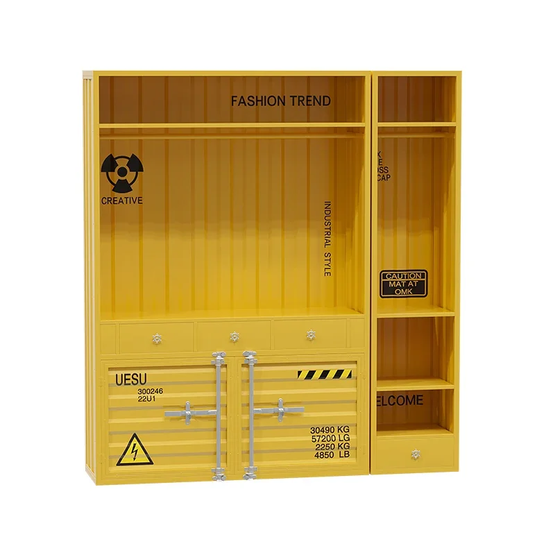 Industrial style wardrobe Wardrobe Simple clothing store container Creative home bedroom iron art metal wardrobe