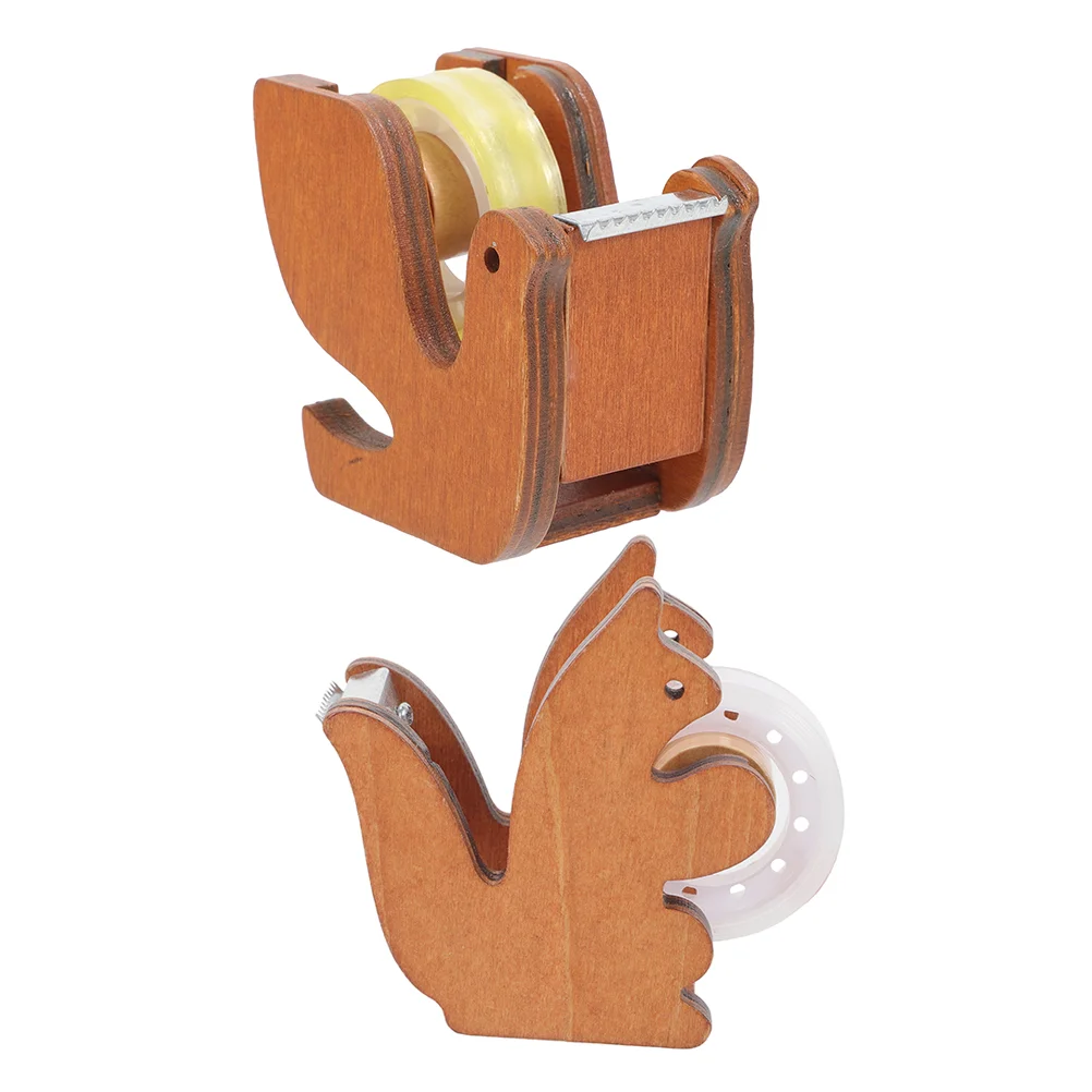 2 Pcs Tape Wood Dispenser Cute Stand Holder Decorative Package for Desk Small