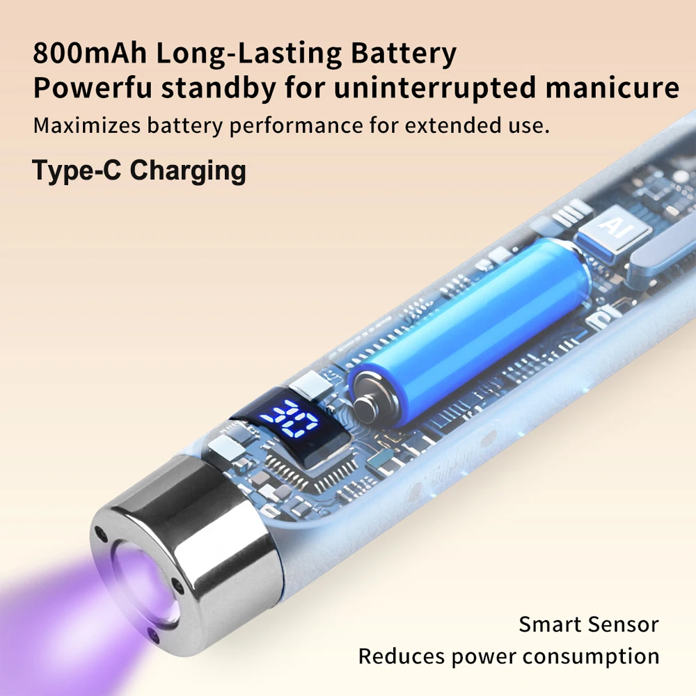 Lampada per unghie con sensore Ai Mini lampada LED UV Lampada senza fili ricaricabile Lampada da tavolo e asciugatura portatile che polimerizza tutti i gel per unghie rapidamente - immagine 4