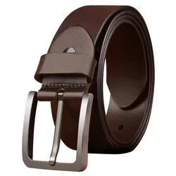 Men's Luxury Designer PU Leather Belt with Adjustable Alloy Buckle - 120cm (Brown)